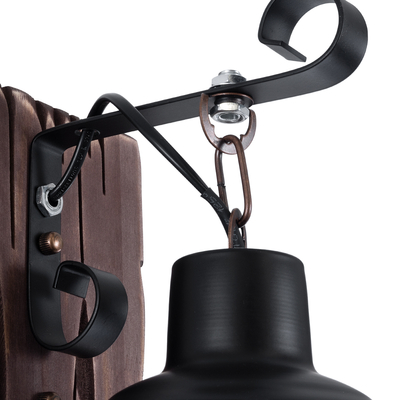 GLOBOSTAR® BRASRA 01204 Vintage Φωτιστικό Τοίχου - Απλίκα με Ντουί 1 x E27 AC 220-240V IP20 - Καφέ & Μαύρο - Μ15 x Π20 x Υ30cm