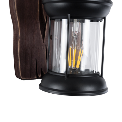 GLOBOSTAR® BRASRA 01204 Vintage Φωτιστικό Τοίχου - Απλίκα με Ντουί 1 x E27 AC 220-240V IP20 - Καφέ & Μαύρο - Μ15 x Π20 x Υ30cm