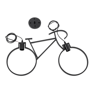 GLOBOSTAR® BIKE 01213 Vintage Κρεμαστό Φωτιστικό Οροφής με Ντουί 2 x E27 AC 220-240V IP20 - Μαύρο - Μ67 x Π3.5 x Υ41cm