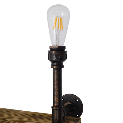 GLOBOSTAR® ENIMAS 01217 Vintage Φωτιστικό Τοίχου - Απλίκα με Ντουί 2 x E27 AC 220-240V IP20 - Χάλκινο & Καφέ - Μ65 x Π23 x Υ76cm