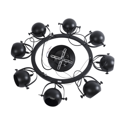 GLOBOSTAR® LINNYA 01219 Μοντέρνο Κρεμαστό Φωτιστικό Οροφής με Ντουί 8 x E27 AC 220-240V IP20 - Μαύρο - Μ78 x Π78 x Υ10cm