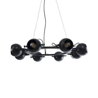 GLOBOSTAR® LINNYA 01219 Μοντέρνο Κρεμαστό Φωτιστικό Οροφής με Ντουί 8 x E27 AC 220-240V IP20 - Μαύρο - Μ78 x Π78 x Υ10cm