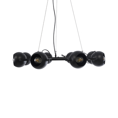 GLOBOSTAR® LINNYA 01219 Μοντέρνο Κρεμαστό Φωτιστικό Οροφής με Ντουί 8 x E27 AC 220-240V IP20 - Μαύρο - Μ78 x Π78 x Υ10cm