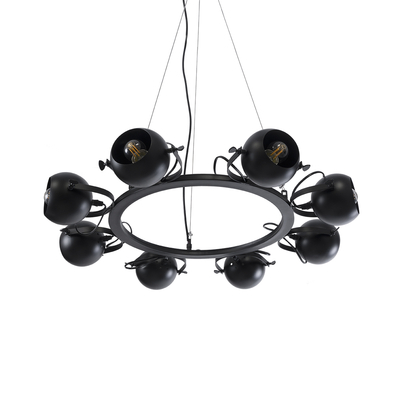 GLOBOSTAR® LINNYA 01219 Μοντέρνο Κρεμαστό Φωτιστικό Οροφής με Ντουί 8 x E27 AC 220-240V IP20 - Μαύρο - Μ78 x Π78 x Υ10cm