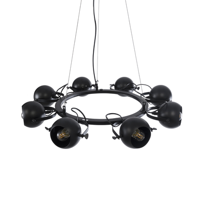 GLOBOSTAR® LINNYA 01219 Μοντέρνο Κρεμαστό Φωτιστικό Οροφής με Ντουί 8 x E27 AC 220-240V IP20 - Μαύρο - Μ78 x Π78 x Υ10cm