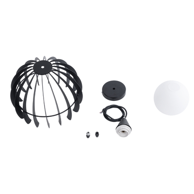 GLOBOSTAR® INGLEY 01226 Μοντέρνο Κρεμαστό Φωτιστικό Οροφής με Ντουί 1 x E27 AC 220-240V IP20 - Μαύρο & Λευκό - Μ26 x Π26 x Υ21cm