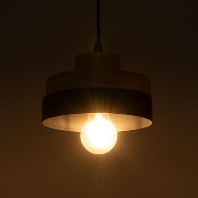 GLOBOSTAR® RUHIEL 01233 Μοντέρνο Κρεμαστό Φωτιστικό Οροφής με Ντουί 1 x E27 AC 220-240V IP20 - Μαύρο & Μπεζ - Μ18 x Π18 x Υ12cm