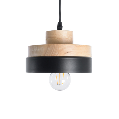 GLOBOSTAR® RUHIEL 01233 Μοντέρνο Κρεμαστό Φωτιστικό Οροφής με Ντουί 1 x E27 AC 220-240V IP20 - Μαύρο & Μπεζ - Μ18 x Π18 x Υ12cm