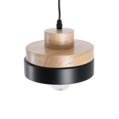 GLOBOSTAR® RUHIEL 01233 Μοντέρνο Κρεμαστό Φωτιστικό Οροφής με Ντουί 1 x E27 AC 220-240V IP20 - Μαύρο & Μπεζ - Μ18 x Π18 x Υ12cm