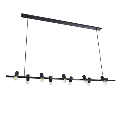 GLOBOSTAR® ALFREDA 01242 Μοντέρνο Κρεμαστό Φωτιστικό Οροφής με Ντουί 10 x E27 AC 220-240V IP20 - Μαύρο - Μ140 x Π18 x Υ7cm