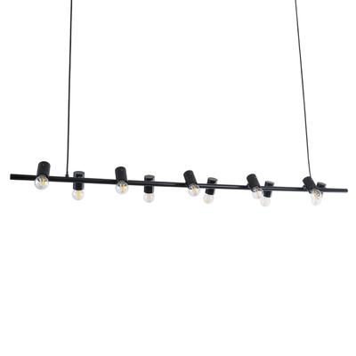 GLOBOSTAR® ALFREDA 01242 Μοντέρνο Κρεμαστό Φωτιστικό Οροφής με Ντουί 10 x E27 AC 220-240V IP20 - Μαύρο - Μ140 x Π18 x Υ7cm