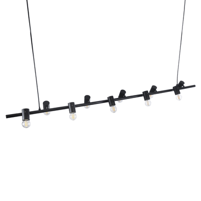 GLOBOSTAR® ALFREDA 01242 Μοντέρνο Κρεμαστό Φωτιστικό Οροφής με Ντουί 10 x E27 AC 220-240V IP20 - Μαύρο - Μ140 x Π18 x Υ7cm