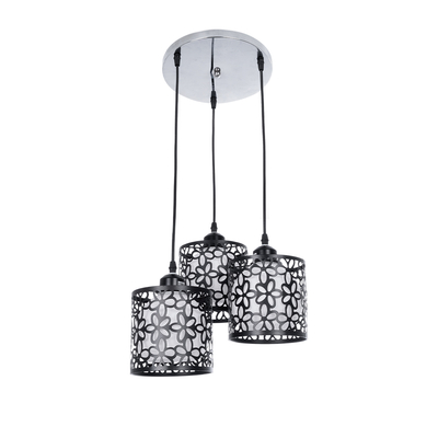 GLOBOSTAR® RAINELDA 01246 Μοντέρνο Κρεμαστό Φωτιστικό Οροφής με Ντουί 3 x E27 AC 220-240V IP20 - Μαύρο & Λευκό - Μ35 x Π35 x Υ110cm