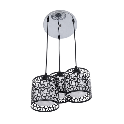 GLOBOSTAR® RAINELDA 01246 Μοντέρνο Κρεμαστό Φωτιστικό Οροφής με Ντουί 3 x E27 AC 220-240V IP20 - Μαύρο & Λευκό - Μ35 x Π35 x Υ110cm