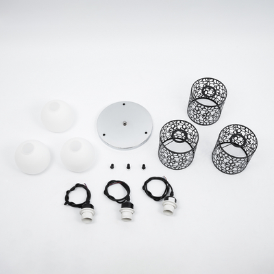 GLOBOSTAR® RAINELDA 01246 Μοντέρνο Κρεμαστό Φωτιστικό Οροφής με Ντουί 3 x E27 AC 220-240V IP20 - Μαύρο & Λευκό - Μ35 x Π35 x Υ110cm