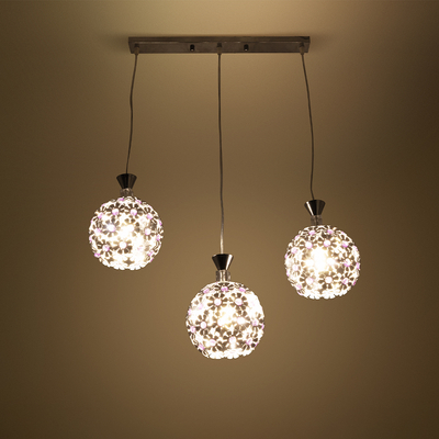 GLOBOSTAR® BOUQUET 01249 Μοντέρνο Κρεμαστό Φωτιστικό Οροφής με Ντουί 3 x E27 AC 220-240V IP20 - Ασημί & Μωβ - Μ66 x Π18 x Υ24cm