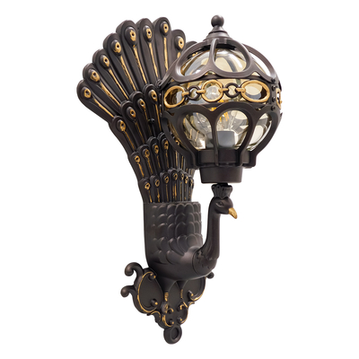 GLOBOSTAR® CORNELIA 01250 Vintage Φωτιστικό Τοίχου - Απλίκα με Ντουί 1 x E27 AC 220-240V IP20 - Καφέ & Χρυσό - Μ20 x Π32 x Υ55cm