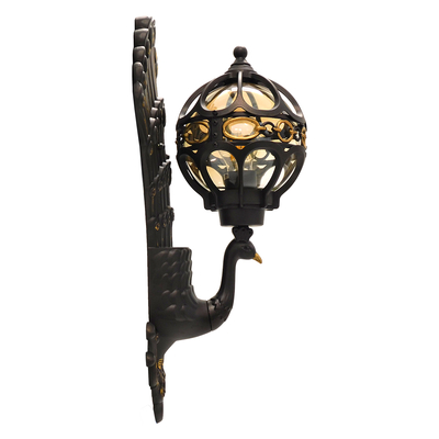 GLOBOSTAR® CORNELIA 01250 Vintage Φωτιστικό Τοίχου - Απλίκα με Ντουί 1 x E27 AC 220-240V IP20 - Καφέ & Χρυσό - Μ20 x Π32 x Υ55cm