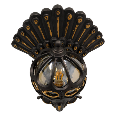 GLOBOSTAR® CORNELIA 01250 Vintage Φωτιστικό Τοίχου - Απλίκα με Ντουί 1 x E27 AC 220-240V IP20 - Καφέ & Χρυσό - Μ20 x Π32 x Υ55cm