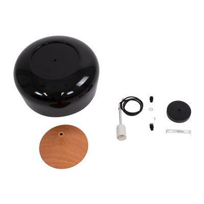 GLOBOSTAR® VILI 01261 Μοντέρνο Κρεμαστό Φωτιστικό Οροφής με Ντουί 1 x E27 AC 220-240V IP20 - Μαύρο & Μπεζ - Μ35 x Π35 x Υ27cm