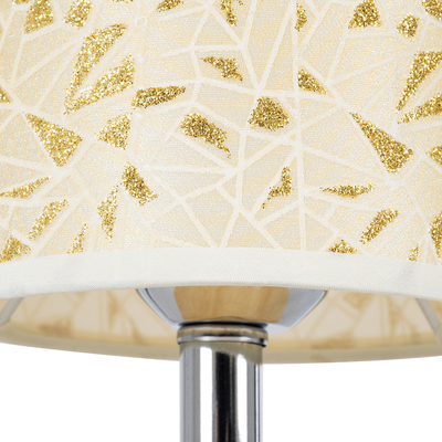 GloboStar® MOSAIC 01262 Κλασικό Επιτραπέζιο Φωτιστικό Πορτατίφ Μονόφωτο 1 x E27 IP20 Μπεζ Ξύλο με Μπεζ & Χρυσό Ύφασμα - Μ14 x Π14 x Υ26cm