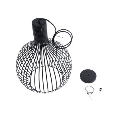 GLOBOSTAR® SCANDI 01266 Μοντέρνο Κρεμαστό Φωτιστικό Οροφής με Ντουί 1 x E27 AC 220-240V IP20 - Μαύρο - Μ38 x Π38 x Υ50cm