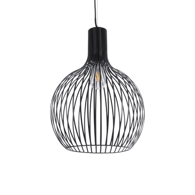 GLOBOSTAR® SCANDI 01266 Μοντέρνο Κρεμαστό Φωτιστικό Οροφής με Ντουί 1 x E27 AC 220-240V IP20 - Μαύρο - Μ38 x Π38 x Υ50cm