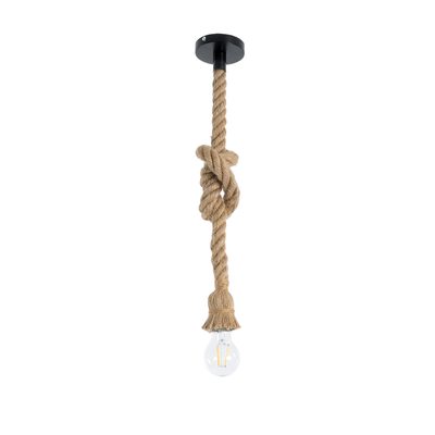 GLOBOSTAR® ROPE 01278 Vintage Κρεμαστό Φωτιστικό Οροφής με Ντουί 1 x E27 AC 220-240V IP20 - Μπεζ - Μ3.5 x Π3.5 x Y100cm