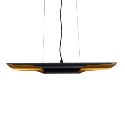 GLOBOSTAR® ESTERINA 01304 Μοντέρνο Κρεμαστό Φωτιστικό Οροφής με Ντουί 2 x E27 AC 220-240V IP20 - Μαύρο & Χρυσό - Μ60 x Π6 x Υ6cm