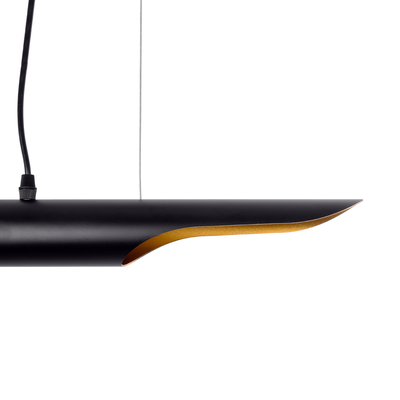 GLOBOSTAR® ESTERINA 01304 Μοντέρνο Κρεμαστό Φωτιστικό Οροφής με Ντουί 2 x E27 AC 220-240V IP20 - Μαύρο & Χρυσό - Μ60 x Π6 x Υ6cm