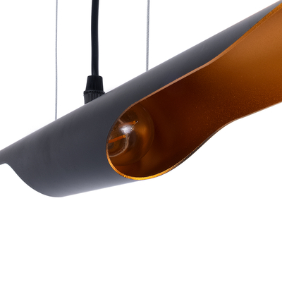 GLOBOSTAR® ESTERINA 01304 Μοντέρνο Κρεμαστό Φωτιστικό Οροφής με Ντουί 2 x E27 AC 220-240V IP20 - Μαύρο & Χρυσό - Μ60 x Π6 x Υ6cm