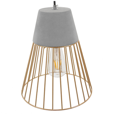 GLOBOSTAR® DURANT 01323 Μοντέρνο Κρεμαστό Φωτιστικό Οροφής με Ντουί 1 x E27 AC 220-240V IP20 - Γκρι & Χρυσό - Μ25 x Π25 x Υ31cm