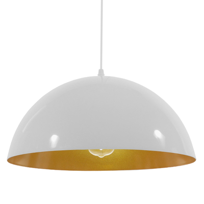 GLOBOSTAR® LUNE 01339 Μοντέρνο Κρεμαστό Φωτιστικό Οροφής με Ντουί 1 x E27 AC 220-240V IP20 - Λευκό & Χρυσό - Μ40 x Π40 x Υ20cm