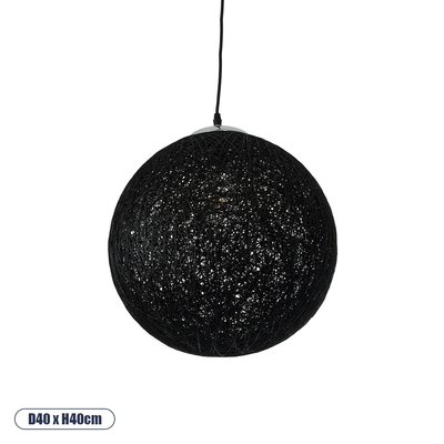 GLOBOSTAR® OCEANA 01360 Boho Κρεμαστό Φωτιστικό Οροφής με Ντουί 1 x E27 AC 220-240V IP20 - Μαύρο - Μ40 x Π40 x Υ40cm