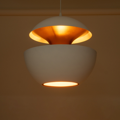 GLOBOSTAR® SEVILLE 01268 Μοντέρνο Κρεμαστό Φωτιστικό Οροφής με Ντουί 1 x E27 AC 220-240V IP20 - Λευκό & Χρυσό - Μ35 x Π35 x Υ35cm