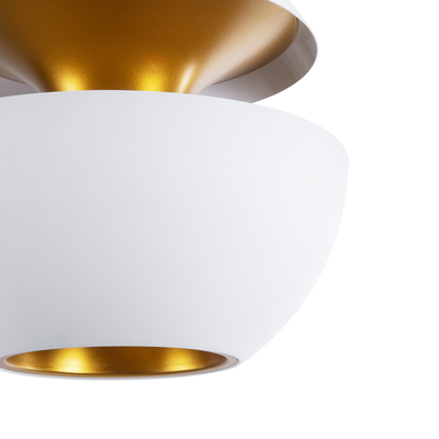 GLOBOSTAR® SEVILLE 01268 Μοντέρνο Κρεμαστό Φωτιστικό Οροφής με Ντουί 1 x E27 AC 220-240V IP20 - Λευκό & Χρυσό - Μ35 x Π35 x Υ35cm