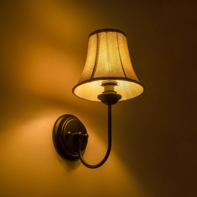 GLOBOSTAR® SHELLY 01299 Vintage Φωτιστικό Τοίχου - Απλίκα με Ντουί 1 x E27 AC 220-240V IP20 - Μαύρο & Μπεζ - Μ13 x Π18 x Υ34cm