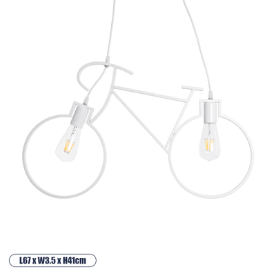 GLOBOSTAR® BIKE 01300 Vintage Κρεμαστό Φωτιστικό Οροφής με Ντουί 2 x E27 AC 220-240V IP20 - Λευκό - Μ67 x Π3.5 x Υ41cm