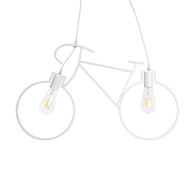 GLOBOSTAR® BIKE 01300 Vintage Κρεμαστό Φωτιστικό Οροφής με Ντουί 2 x E27 AC 220-240V IP20 - Λευκό - Μ67 x Π3.5 x Υ41cm