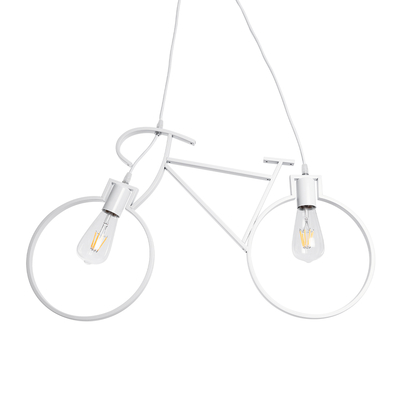 GLOBOSTAR® BIKE 01300 Vintage Κρεμαστό Φωτιστικό Οροφής με Ντουί 2 x E27 AC 220-240V IP20 - Λευκό - Μ67 x Π3.5 x Υ41cm