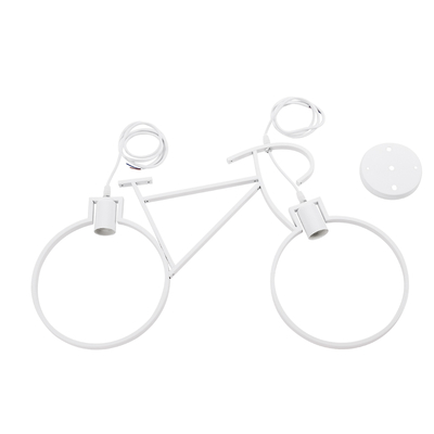 GLOBOSTAR® BIKE 01300 Vintage Κρεμαστό Φωτιστικό Οροφής με Ντουί 2 x E27 AC 220-240V IP20 - Λευκό - Μ67 x Π3.5 x Υ41cm