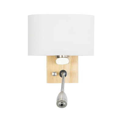 GLOBOSTAR® ELEGANT 01316 Μοντέρνο Φωτιστικό Τοίχου - Απλίκα Ξενοδοχείου Reading Light με Ντουί 1 x E27 LED 3W 360lm 36° AC 220-240V IP20 Θερμό Λευκό 2700K - Bridgelux COB Chip - Λευκό & Μπεζ - Μ15 x Π20 x Υ22.5cm - 2 Χρόνια Εγγύηση