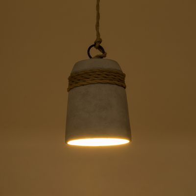 GLOBOSTAR® TRIBECA 01319 Boho Κρεμαστό Φωτιστικό Οροφής με Ντουί 1 x E27 AC 220-240V IP20 - Γκρι & Μπεζ - Μ20 x Π20 x Υ26cm