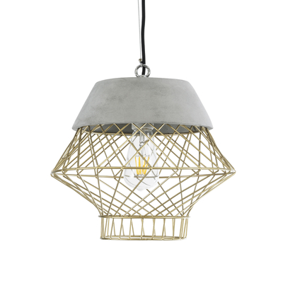 GLOBOSTAR® DURANT 01324 Μοντέρνο Κρεμαστό Φωτιστικό Οροφής με Ντουί 1 x E27 AC 220-240V IP20 - Γκρι & Χρυσό - Μ35 x Π35 x Υ35cm