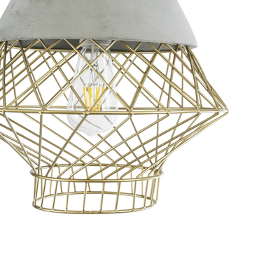 GLOBOSTAR® DURANT 01324 Μοντέρνο Κρεμαστό Φωτιστικό Οροφής με Ντουί 1 x E27 AC 220-240V IP20 - Γκρι & Χρυσό - Μ35 x Π35 x Υ35cm