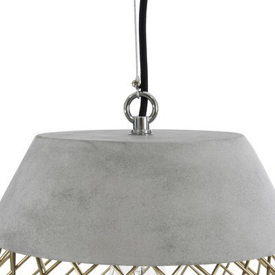 GLOBOSTAR® DURANT 01324 Μοντέρνο Κρεμαστό Φωτιστικό Οροφής με Ντουί 1 x E27 AC 220-240V IP20 - Γκρι & Χρυσό - Μ35 x Π35 x Υ35cm