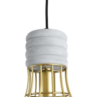 GLOBOSTAR® DURANT 01325 Μοντέρνο Κρεμαστό Φωτιστικό Οροφής με Ντουί 1 x E27 AC 220-240V IP20 - Γκρι & Χρυσό - Μ20 x Π20 x Υ35cm