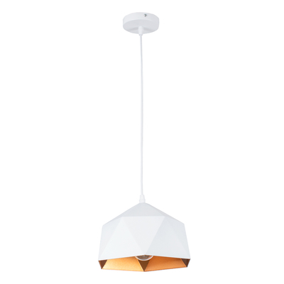 GLOBOSTAR® HEXAGON 01377 Μοντέρνο Κρεμαστό Φωτιστικό Οροφής με Ντουί 1 x E27 AC 220-240V IP20 - Λευκό & Χρυσό - Μ21.5 x Π21.5 x Y15cm