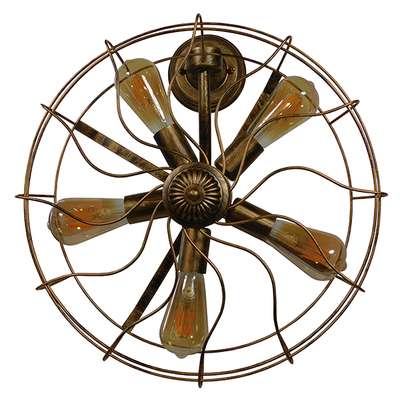 GLOBOSTAR® FAN 01381 Vintage Φωτιστικό Τοίχου - Απλίκα με Ντουί 5 x E27 AC 220-240V IP20 - Μπρούτζινο - Μ46 x Π22 x Υ46cm