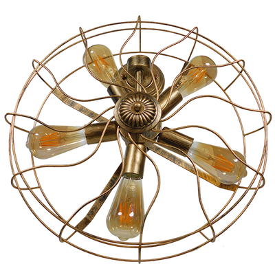 GLOBOSTAR® FAN 01381 Vintage Φωτιστικό Τοίχου - Απλίκα με Ντουί 5 x E27 AC 220-240V IP20 - Μπρούτζινο - Μ46 x Π22 x Υ46cm